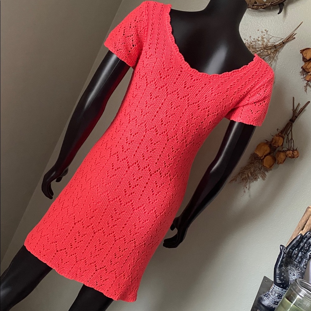 Rebellion Vibrant Coral Knit Dress - Picture 8 of 13
